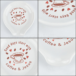 Керамическая подставка для ложки с узором кофейной чашки AJEW-WH0348-181A-01