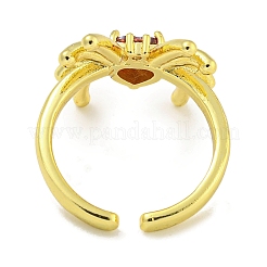 Кольцо-солитер из латуни с микропаве из кубического циркония RJEW-I104-23G