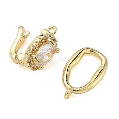 Овальные латунные застежки с микропаве из прозрачного кубического циркония&nbsp;KK-Z143-17G