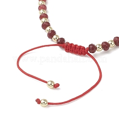 Pulseras trenzadas con cuentas de jade de Malasia teñido natural y rondelle&nbsp;BJEW-JB13395-01