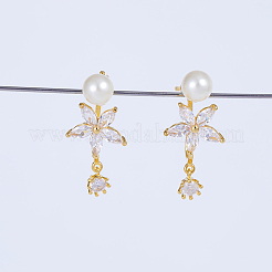 Элегантные серьги-гвоздики из латуни с прозрачными кубическими цирконами WX5814