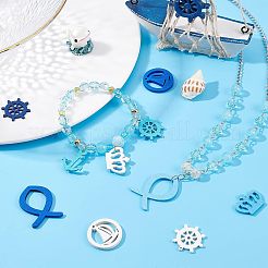 100 шт. подвески из окрашенного дерева в 5 стилях с морской тематикой WOOD-NB0001-96