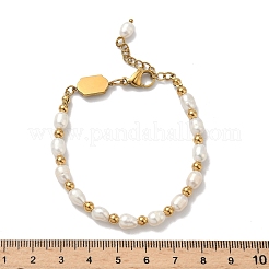 Браслеты из нержавеющей стали 304 и натурального пресноводного жемчуга для женщин&nbsp;BJEW-B162-02G