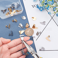 24 шт. плоская круглая и трапециевидная фурнитура для сережек-гвоздиков из нержавеющей стали 304 STAS-UN0027-44