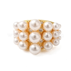 Открытые манжеты из латуни с микропаве и прозрачным фианитом RJEW-A048-01G