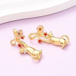 Серьги-гвоздики с подвесками в форме кошки&nbsp;EJEW-F401-02G