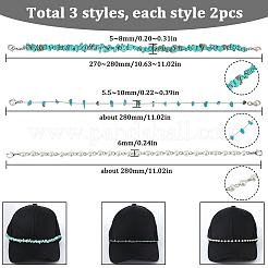 6 cadena para gorra de béisbol con 3 estilos de chips de turquesa sintético/naturales&nbsp;AJEW-SC0003-58