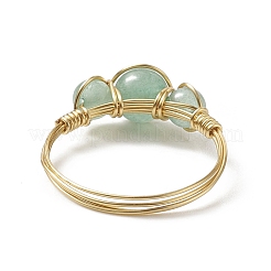 Круглое плетеное кольцо из бисера с натуральным зеленым авантюрином RJEW-JR00550-05