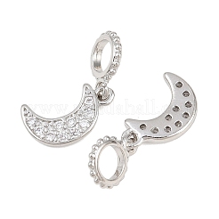 Подвески-шармы в виде луны из прозрачного кубического циркония с микропаве из латуни&nbsp;KK-H257-03P