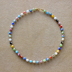 Круглые бусины-лэмпворк ручной работы с изображением сглаза FS-WG5DF68-01