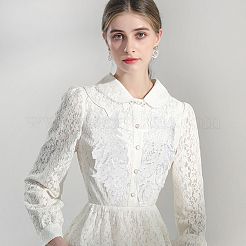 Кружевные аппликации с вышивкой из полиэстера DIY-FG0003-90A