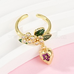 Манжеты из латуни с микро паве кубический цирконий для женщин RJEW-F182-08B-G