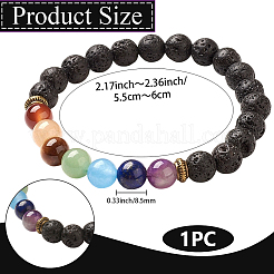 1 Stück Yoga-Chakra-Schmuck-Stretch-Armbänder&nbsp;BJEW-DJ0001-35B