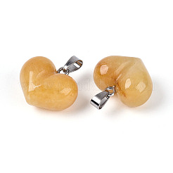 Массивные подвески в форме сердца из натурального топаза и нефрита&nbsp;G-T143-19E