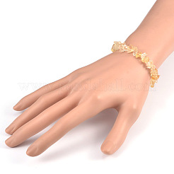 チップス天然シトリンビーズのストレッチブレスレット  1-3/4インチ（4.5cm）&nbsp;X-BJEW-JB01826-08