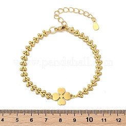 Браслеты из нержавеющей стали 304 с клеверными звеньями&nbsp;LS-BJEW-V003-01G