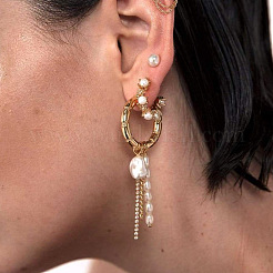 Серьги-гвоздики с кисточками из сплава горного хрусталя&nbsp;FS-WG9547A-01