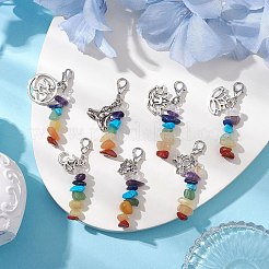 Подвески из смешанных драгоценных камней из натуральных и синтетических чакр HJEW-JM02101