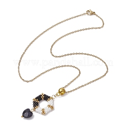 Шестиугольные стеклянные бусины серьги и подвески ожерелья комплекты SJEW-MZ00005