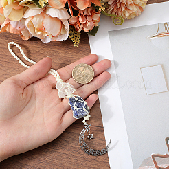 Décorations de pendentif de pochette en cristal de quartz naturel et lapis-lazuli&nbsp;HJEW-WH20002-03E