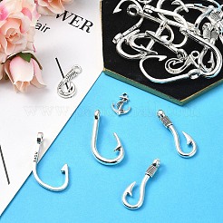 50 шт. 5 стиля застежки-крючки из сплава в тибетском стиле&nbsp;TIBE-YW0001-66