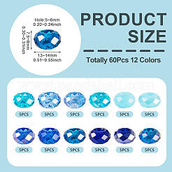 60 Stück 12 Farben blaues Farbthema Glas European Beads&nbsp;GPDL-TA0001-10