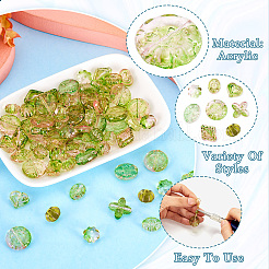 96 шт. 8 стиля двухцветные прозрачные акриловые бусины&nbsp;MACR-TA0002-12