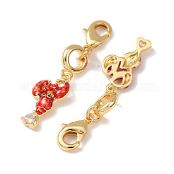 Anhänger aus Messing mit Mikropavé-Fassung aus klaren Zirkonia und Emaille&nbsp;KK-T083-01A-G