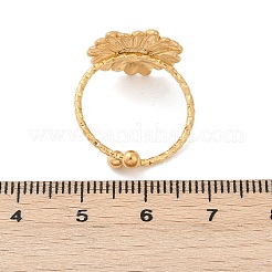304ステンレススチールカフリング  ヒマワリ  ゴールドカラー  15.5x15.5mm  usサイズ7 1/4(17.5mm)&nbsp;RJEW-D306-14G