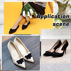 2 Stück Schuhschnallenclips aus Blumenglas und Stoff&nbsp;HJEW-ME00093