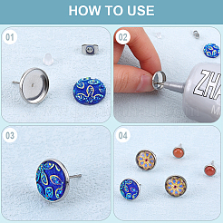 80 шт. 4 плоских круглых оправы для сережек из нержавеющей стали 304 STAS-SP0001-60