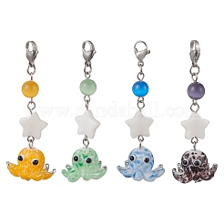 4 шт. подвеска в виде осьминога ручной работы в технике лэмпворк HJEW-TA00430