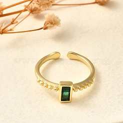 Прямоугольные латунные стеклянные манжеты для женщин RJEW-G340-01G