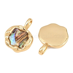 Pendentifs irréguliers en laiton et nacre d'ormeau naturelle&nbsp;KK-I453-01G-01