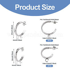 4 pieza de accesorios para pendientes de acero inoxidable 304 de 2 colores&nbsp;STAS-TAD0001-05P