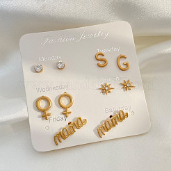 Наборы сережек-гвоздиков из сплава с буквами&nbsp;WH-WG09E3C-01