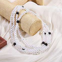 Longs colliers de perles rondes en verre nacré avec peinture cuite&nbsp;NJEW-SW00066-02