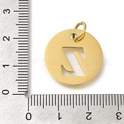 イオンプレーティング（IP）304ステンレスペンダント  丸カン付き  レーザー切断  レターチャーム付きフラットラウンド  18KGP本金メッキ  文字Z  20x1mm  穴：4.5mm&nbsp;STAS-M074-01G-Z