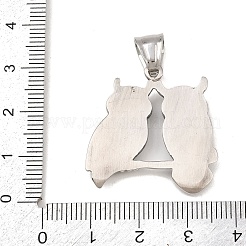 304ステンレススチールラインストーンペンダント  フクロウのチャーム  アンティークシルバー  29x27x4mm  穴：5.5x7.8mm&nbsp;STAS-K316-06A-AS