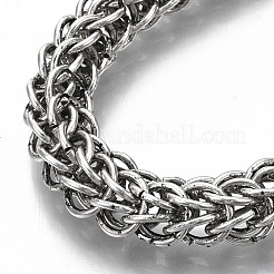 メンズアロイウィートチェーンブレスレット  カニカン付き  ドラゴン  アンティークシルバー  8-1/2インチ（21.5cm）&nbsp;BJEW-T014-09AS
