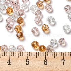 ガラスビーズ  多面カット  ロンデル  パールピンク  4x3mm  穴：0.4mm  約820個/60g&nbsp;EGLA-A034-SM4mm-23