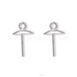 真鍮カップパールヒートンキャップピンペンダント  片穴パーツ用  銀  16x10x1mm  穴：2mm  ピン：0.6mm&nbsp;KK-K072-S