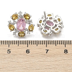 Цветок латуни микро проложить кубического циркония серьги стержня EJEW-M082-20P