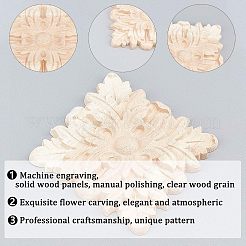 Artisanat d'applique onlay sculpté en bois massif naturel&nbsp;WOOD-WH0101-57
