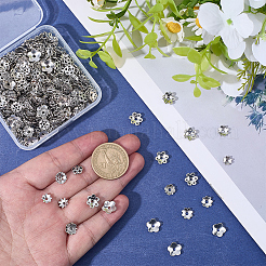 450 個 9 スタイル チベット スタイル合金ビーズ キャップ  花  アンティークシルバー  7~10x2~3mm  穴：1~2mm  50個/スタイル&nbsp;FIND-BM0001-31
