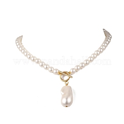 Овальный пластиковый искусственный жемчуг кулон круглый бисер или ожерелья для женщин&nbsp;NJEW-JN05347