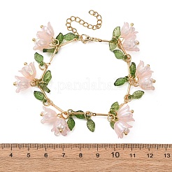 Blumenblatt Muschelperlen & Acryl Charm Armbänder&nbsp;BJEW-TA00535-03