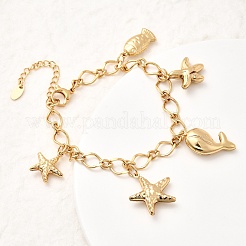 Браслеты с подвесками из нержавеющей стали 304&nbsp;BJEW-P368-08B-G