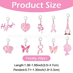 20 шт. 10 стиля подвески из сплава и эмали для повышения осведомленности о раке груди&nbsp;HJEW-YW00261