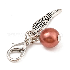 12 шт. 12-х цветный круглый акриловый и крылатый сплав подвеска украшение HJEW-JM02401